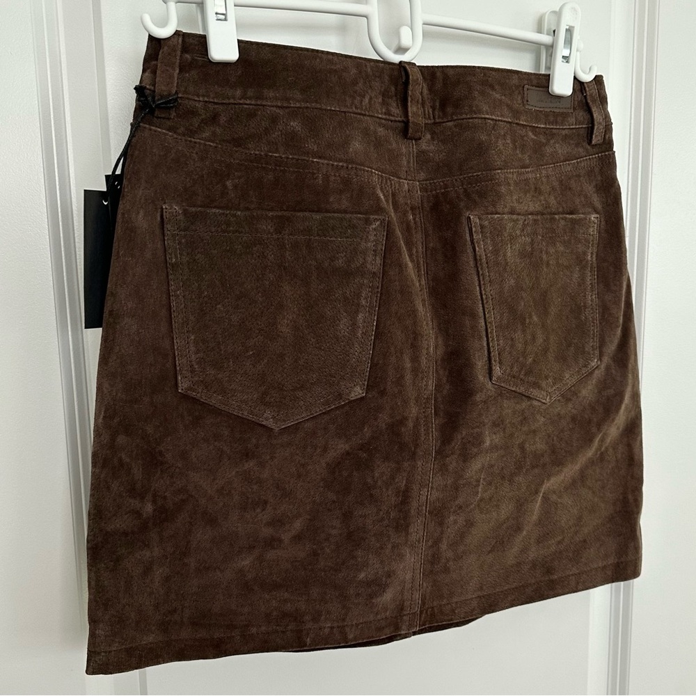 Trending Chocolate Brown Genuine Suede Leather Fall Mini Skirt - Picture 9 of 15